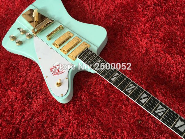 custom shop firebird vii green blue electric guitar 3 mini humbuckers, long verson maestro vibrola tremolo tailpiece, whammy bar, split bloc
custom shop firebird vii green blue electric guitar 3 mini humbuckers, long verson maestro vibrola tremolo tailpiece, whammy bar, split bloc