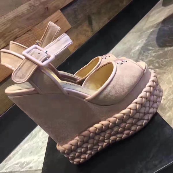 2017 brand designer fashion handmade knitted wedges sandals color block decoration women's strap high-heeled shoes ruslana korshunova s, Black
2017 brand designer fashion handmade knitted wedges sandals color block decoration women's strap high-heeled shoes ruslana korshunova s, Black