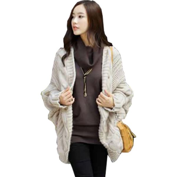 wholesale-2016 autumn/winter knitting sweater bat sleeve cardigan loose shawl dress with thick coat ld903, White;black
wholesale-2016 autumn/winter knitting sweater bat sleeve cardigan loose shawl dress with thick coat ld903, White;black