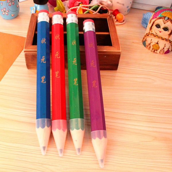 Wholesale- 1lot=8pcsuper Large Wooden Pencil / Giant Character Pencil With Eraser/creative Stationery/children Gift
