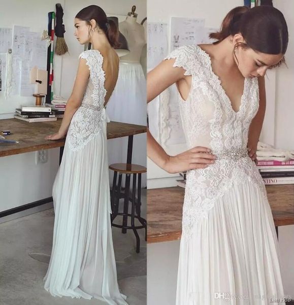 simple elegant cap sleeves a line chiffon wedding dresses 2017 deep v neck lace appliques low back sheath summer beach wedding gowns, White
simple elegant cap sleeves a line chiffon wedding dresses 2017 deep v neck lace appliques low back sheath summer beach wedding gowns, White