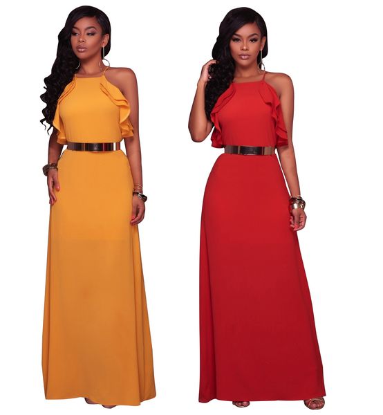 women maxi long dress spaghetti strap summer flouncing sleeveless beach party club backless sundress with belt, Black;gray
women maxi long dress spaghetti strap summer flouncing sleeveless beach party club backless sundress with belt, Black;gray