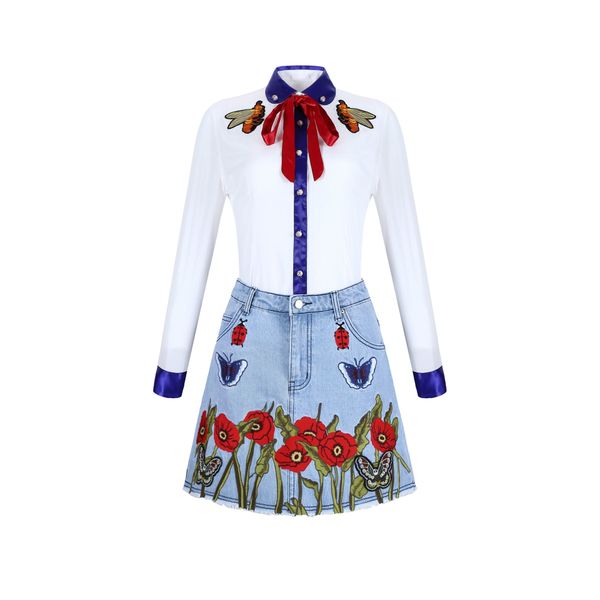 2017 elegant white the shirt suits women's clothing dresses long sleeve the bee embroidery with bowknot
2017 elegant white the shirt suits women's clothing dresses long sleeve the bee embroidery with bowknot