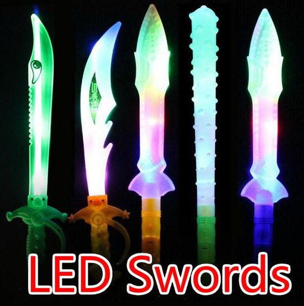 

ems 100pcs led flash glow sword knife axe hammer led weapon costume dress up props led light flash gravity kids toy christmas gift
