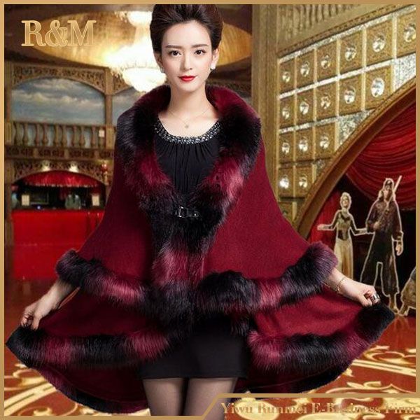 

wholesale- autumn winter women's long cardigans fake fur collar shawl knitted cardigan poncho cape shawl for keep warm, Blue;gray