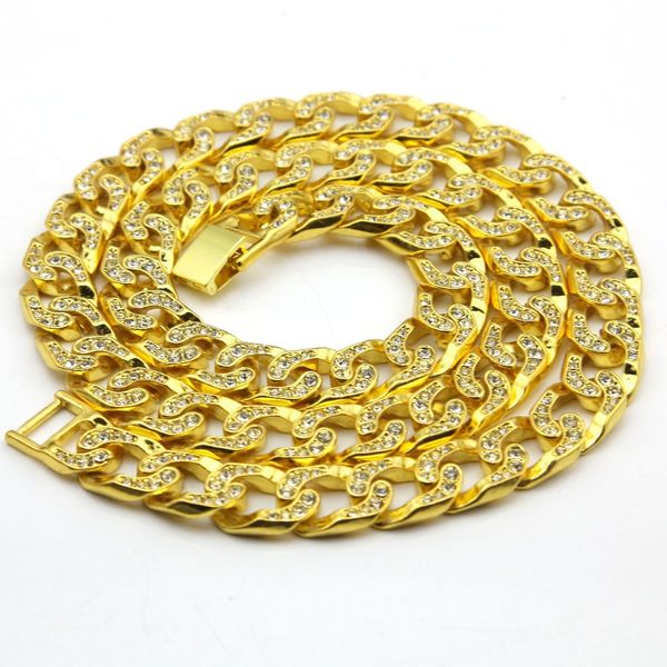 men's new yellow gold finish iced out crystal cuban necklace 30inch long necklace, Silver
men's new yellow gold finish iced out crystal cuban necklace 30inch long necklace, Silver
