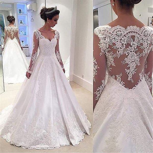 simple wedding dress vestidos de novias 2017 v neck illusion bodice elegant long sleeve wedding dresses ball gown, White
simple wedding dress vestidos de novias 2017 v neck illusion bodice elegant long sleeve wedding dresses ball gown, White