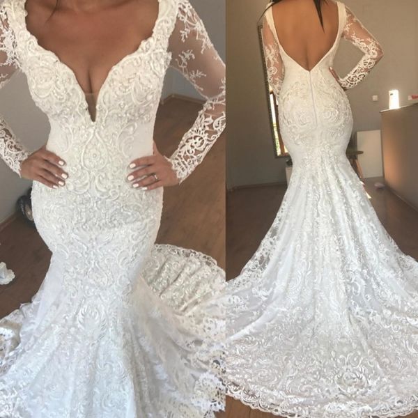 сексуальные v-образным вырезом кружевные свадебные платья русалка vintage бисера плюс размер свадебные платья с длинными рукавами богемной с, White 
сексуальные v-образным вырезом кружевные свадебные платья русалка vintage бисера плюс размер свадебные платья с длинными рукавами богемной с, White