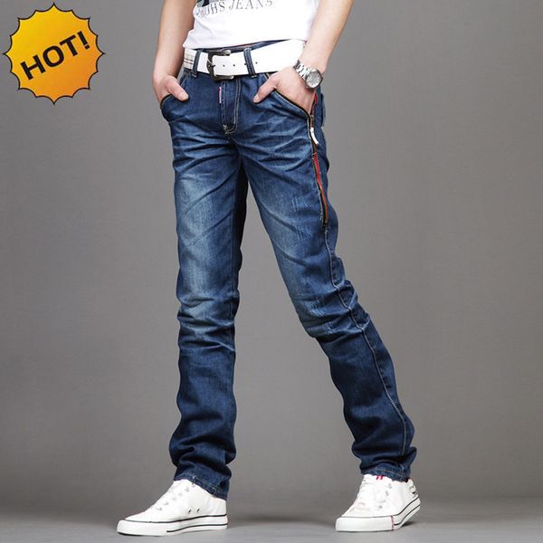 wholesale-high qunality 2016 fashion men straight big red zipper design classic denim biker pants teenagers denim overalls slim bottoms, Blue
wholesale-high qunality 2016 fashion men straight big red zipper design classic denim biker pants teenagers denim overalls slim bottoms, Blue