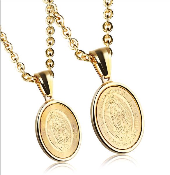 stainless steel virgin mary pendant necklaces for couple fashion carved letter de guadalupe religious jewelry women men, Silver
stainless steel virgin mary pendant necklaces for couple fashion carved letter de guadalupe religious jewelry women men, Silver