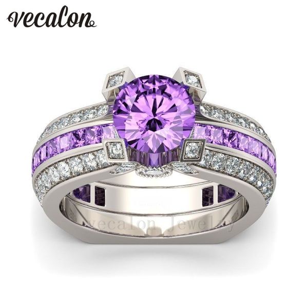 wholesale- vecalon luxury female engagement ring purple 5a zircon cz 925 sterling silver birthstone wedding band ring set for women men, Golden;silver
wholesale- vecalon luxury female engagement ring purple 5a zircon cz 925 sterling silver birthstone wedding band ring set for women men, Golden;silver