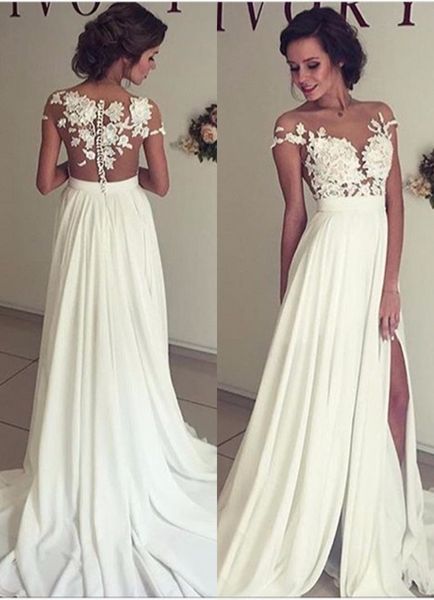 Thigh High Jewel Chiffon Sweep Train Lace Applique Short Sleeves Sexy Beautiful Wedding Dresses Wedding Gown Custom Made
Thigh High Jewel Chiffon Sweep Train Lace Applique Short Sleeves Sexy Beautiful Wedding Dresses Wedding Gown Custom Made