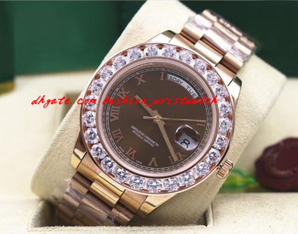 2021 luxury rose gold roman mens 41mm bigger diamond bezel watch automatic mechanical movement men's watch, Slivery;brown
2021 luxury rose gold roman mens 41mm bigger diamond bezel watch automatic mechanical movement men's watch, Slivery;brown