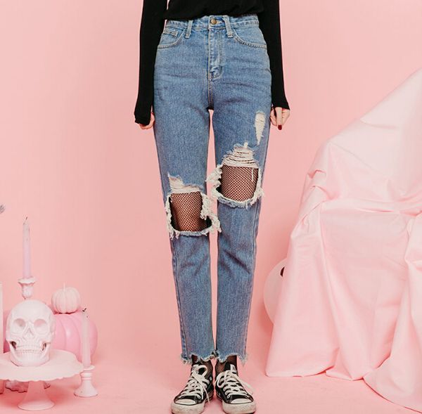 boyfriend hole ripped jeans women pants cool denim vintage straight jeans for girl high waist casual pants female, Blue
boyfriend hole ripped jeans women pants cool denim vintage straight jeans for girl high waist casual pants female, Blue