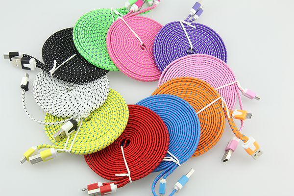 100pcs/lot noodle braided micro usb 2.0 cable sync data charging 1m 2m 3m cord flat woven fabric dual colors for samsung galaxy s3 s4 s5
100pcs/lot noodle braided micro usb 2.0 cable sync data charging 1m 2m 3m cord flat woven fabric dual colors for samsung galaxy s3 s4 s5