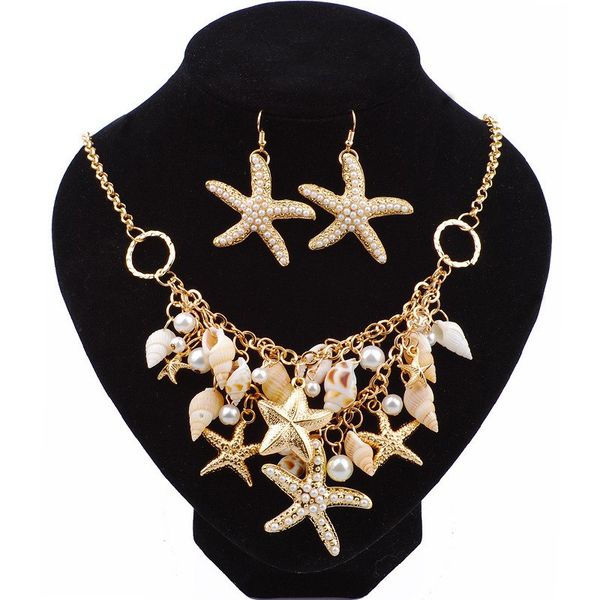 Gold Big Starfish Conch Shell Statement Necklaces Bracelet Earrings Jewelry Set For Women Summer Beach Fashion Accessories Gifts
Gold Big Starfish Conch Shell Statement Necklaces Bracelet Earrings Jewelry Set For Women Summer Beach Fashion Accessories Gifts