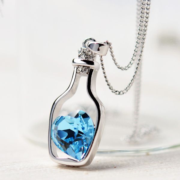 wholesale-creative women fashion necklace ladies popular style love drift bottles pendant necklace blue heart crystal pendant necklace, Silver
wholesale-creative women fashion necklace ladies popular style love drift bottles pendant necklace blue heart crystal pendant necklace, Silver