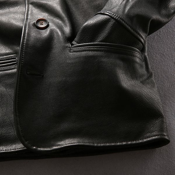 business suits avirexfly leather jackets lapel neck single breasted litchi pattern genuine leather jackets, Black
business suits avirexfly leather jackets lapel neck single breasted litchi pattern genuine leather jackets, Black