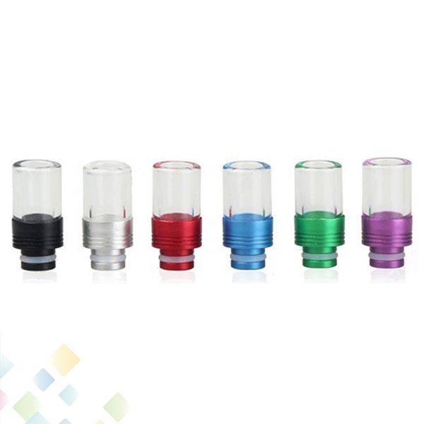 

510 Drip Tip Flat Aluminum Glass drip tip for Electronic Cigarette Tank Atomizer 510 Mouthpiece for 510 EGO RBA RDA Atomizer DHL Free