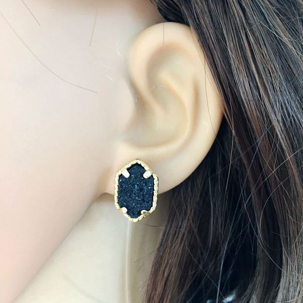 four claw natural stone earrings women gold plated hexagon stud earrings fashion jewelry gift 10 colors, Golden;silver
four claw natural stone earrings women gold plated hexagon stud earrings fashion jewelry gift 10 colors, Golden;silver