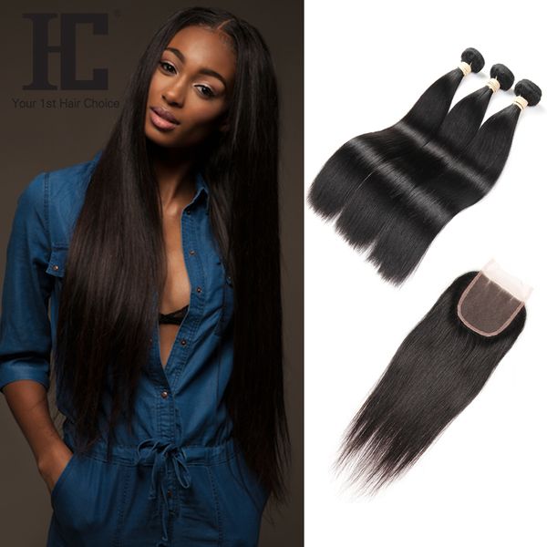 HC Products Human Hair Bundle with Lace Cosure Brazilian Hair Bundles Straight Virgin Hair Extensions Free/Middle/Three Part Closure
HC Products Human Hair Bundle with Lace Cosure Brazilian Hair Bundles Straight Virgin Hair Extensions Free/Middle/Three Part Closure