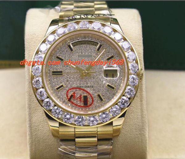 luxury wristwatch 18k yellow gold 41mm automatic movement diamond dial bigger diamond bezel watch men's watch, Slivery;brown
luxury wristwatch 18k yellow gold 41mm automatic movement diamond dial bigger diamond bezel watch men's watch, Slivery;brown