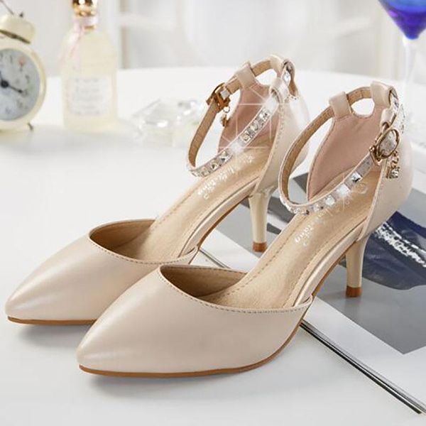 women pumps ladies pointed toe high heels genuine leather shoes fashion buckle studded stiletto high heel sandals shoes size 34-40, Black
women pumps ladies pointed toe high heels genuine leather shoes fashion buckle studded stiletto high heel sandals shoes size 34-40, Black