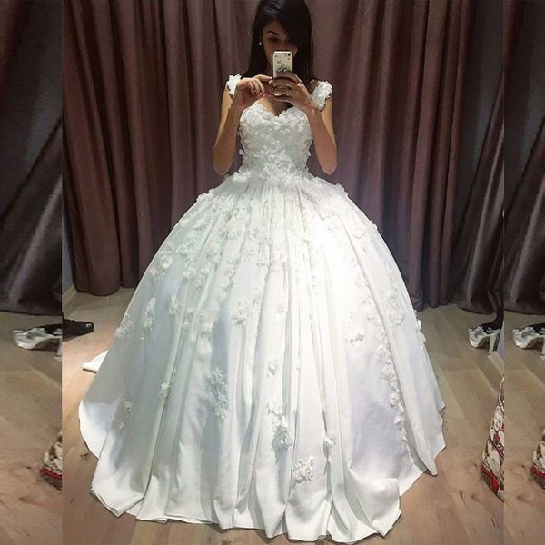 wedding gorgeous ball gown wedding dresses v neck sleeveless 3d floral appliques puffy bridal gowns custom made high quality, White
wedding gorgeous ball gown wedding dresses v neck sleeveless 3d floral appliques puffy bridal gowns custom made high quality, White