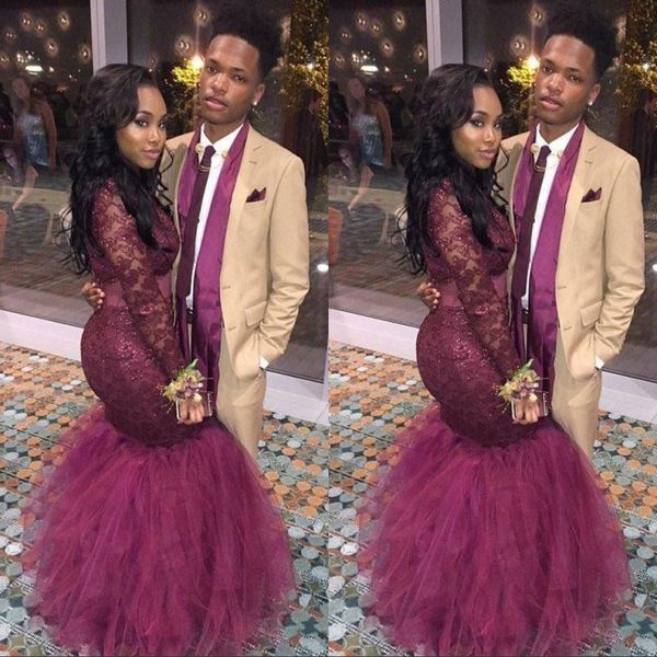 2020 burgundy mermaid black girls prom dresses long sleeves illuiosn formal evening gowns red carpet celebrity runaway dress ba4569
2020 burgundy mermaid black girls prom dresses long sleeves illuiosn formal evening gowns red carpet celebrity runaway dress ba4569