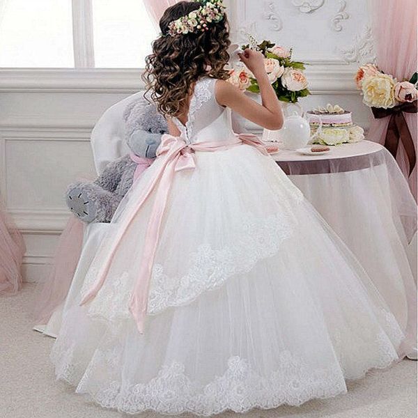 princess ball gown white lace flower girls dresses for weddings 2017 tulle belt bow knot custom first communion dress gown, White;blue
princess ball gown white lace flower girls dresses for weddings 2017 tulle belt bow knot custom first communion dress gown, White;blue