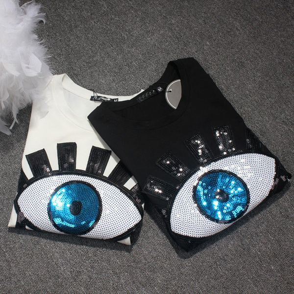 Harajuku Sequin tshirt Women 2019 Fashion Design Short Sleeve Eyelash Cotton T-shirt Female Summer Tops Plus Size S-3XL 4XL
Harajuku Sequin tshirt Women 2019 Fashion Design Short Sleeve Eyelash Cotton T-shirt Female Summer Tops Plus Size S-3XL 4XL