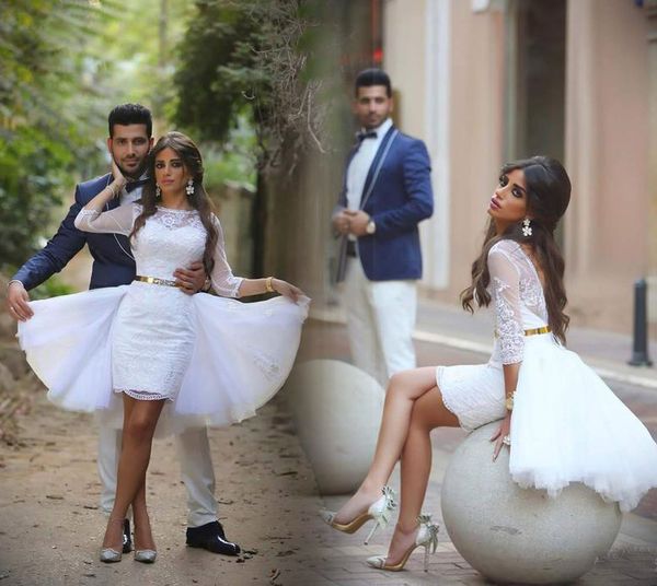 fashion design short wedding dresses tulle overskirt half sleeve lace sheath 2020 bridal gowns vestido de noiva custom size, White
fashion design short wedding dresses tulle overskirt half sleeve lace sheath 2020 bridal gowns vestido de noiva custom size, White