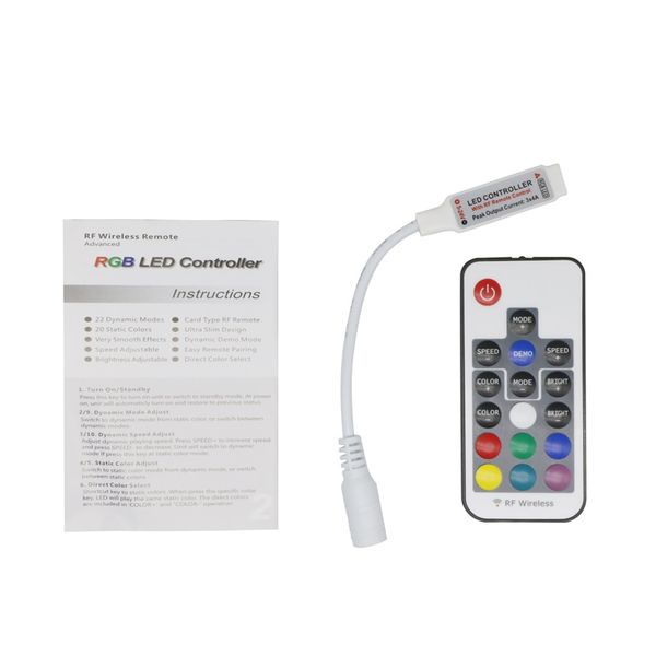Umlight1688 Dc 12-24v Led Strip And Module Use 17 Key Mini Rf Wireless Led Rgb Remote Controller With 4pin Female 20 Mode