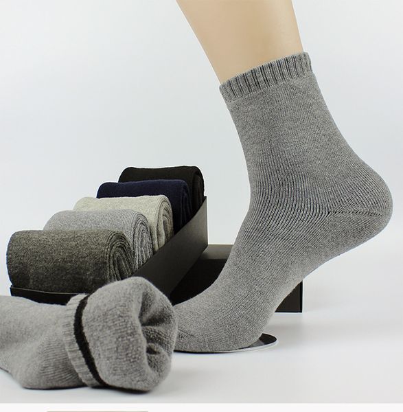 good quality winter thick men's stockings warm terry cotton fleece man solid socks fashion compression sport long socks 10 piece/lot, Black