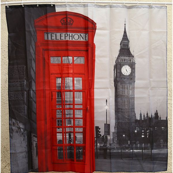 wholesale- creative waterproof 3d london big ben shower curtain bathroom product polyester telephone booth pattern with 12 hooks bath decor
wholesale- creative waterproof 3d london big ben shower curtain bathroom product polyester telephone booth pattern with 12 hooks bath decor