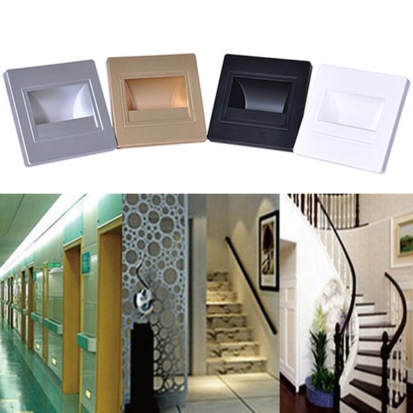 0.6w 85-265v Wall Plinth Recessed Stairs Step Lamps L Aisle Path Footlight Led Night Hallway Porch Lights