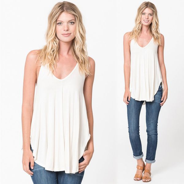 wholesale- 2016 women camis sleeveless spaghetti strap casual vest summer style v neck high street loose camisole, White
wholesale- 2016 women camis sleeveless spaghetti strap casual vest summer style v neck high street loose camisole, White