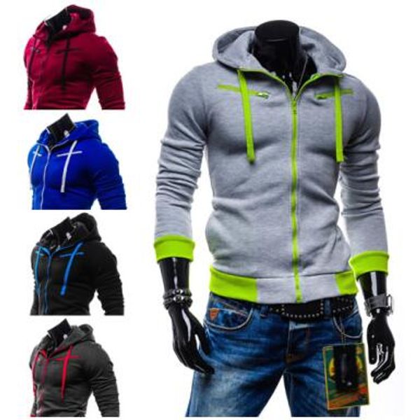 men's new cotton hoodies with cap patchwork sweatshirts with drawstring casual slim elastic zipper hoodie jackets 8075, Black
men's new cotton hoodies with cap patchwork sweatshirts with drawstring casual slim elastic zipper hoodie jackets 8075, Black