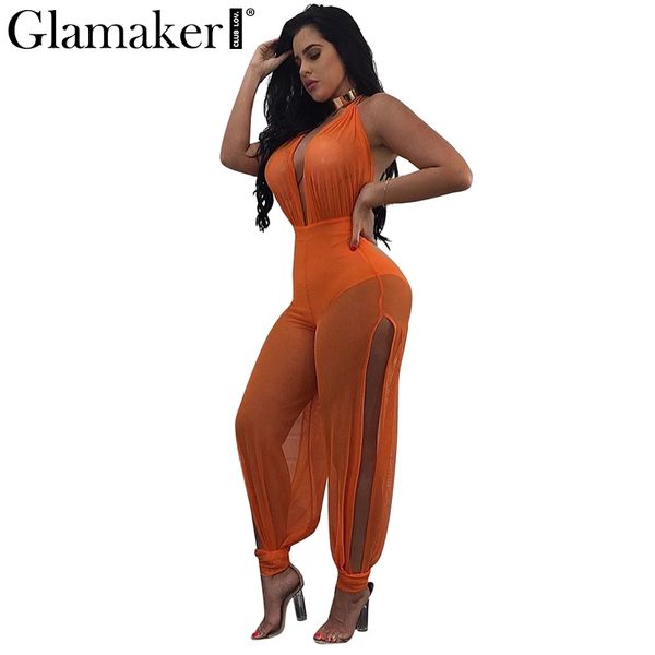 wholesale- glamaker deep v neck halter mesh jumpsuit romper summer casual jumpsuit women party loose transparent jumpsuit overalls, Black;white
wholesale- glamaker deep v neck halter mesh jumpsuit romper summer casual jumpsuit women party loose transparent jumpsuit overalls, Black;white