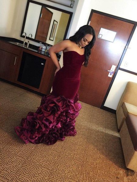 velvet burgundy arabic evening dresses 2019 selling new custom sweep train sweetheart ruffled mermaid formal party prom gowns e268, Black;red
velvet burgundy arabic evening dresses 2019 selling new custom sweep train sweetheart ruffled mermaid formal party prom gowns e268, Black;red