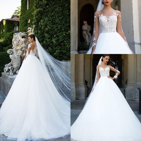 2018 Vintage Sheer Neck Lace Applique A Line Wedding Dresses Cheap Long Sleeves Floor Length Wedding Bridal Dresses Custom Made, White
2018 Vintage Sheer Neck Lace Applique A Line Wedding Dresses Cheap Long Sleeves Floor Length Wedding Bridal Dresses Custom Made, White