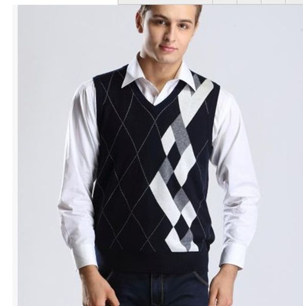 wholesale- autumn mens v neck sleeveless argyle cashmere sweater vest, White;black
wholesale- autumn mens v neck sleeveless argyle cashmere sweater vest, White;black