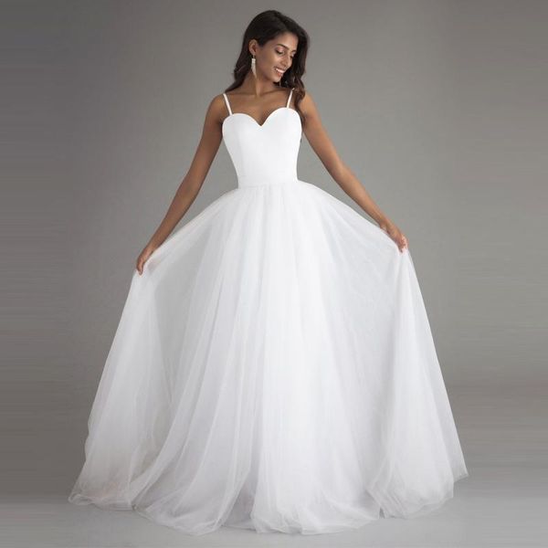 spaghetti strap beach wedding dresses summer style simple sweep train a-line tulle bridal gowns vestidos de novia 2019 new custom made w1030, White
spaghetti strap beach wedding dresses summer style simple sweep train a-line tulle bridal gowns vestidos de novia 2019 new custom made w1030, White