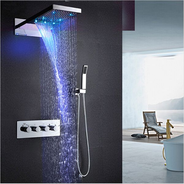 22" led thermostatic shower set rain and waterfall shower head water saving hand shower valve waterfall spa bath faucets
22" led thermostatic shower set rain and waterfall shower head water saving hand shower valve waterfall spa bath faucets