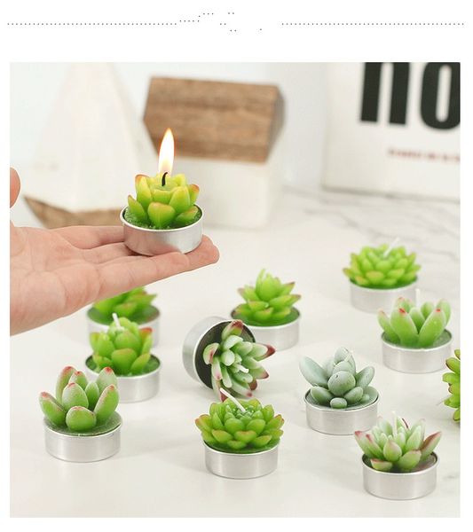 

Hot Sale green succulent flameless candles ZAKKA Potted Plants Shape Scented Candle Lamp christmas party decorations candles Supplies