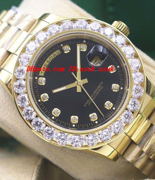 luxury watches mens 18k yellow gold black dial bigger diamond bezel watch 18338 automatic fashion brand men's watch wristwatch, Slivery;brown
luxury watches mens 18k yellow gold black dial bigger diamond bezel watch 18338 automatic fashion brand men's watch wristwatch, Slivery;brown