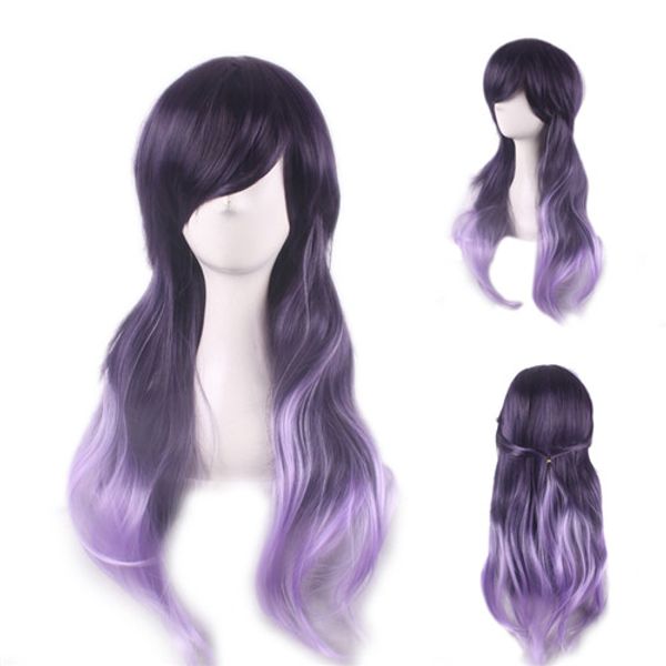 cosplay hair wigs mori girl long body wave side bang wig heat resistant cartoon purple ombre synthetic wig, Black
cosplay hair wigs mori girl long body wave side bang wig heat resistant cartoon purple ombre synthetic wig, Black