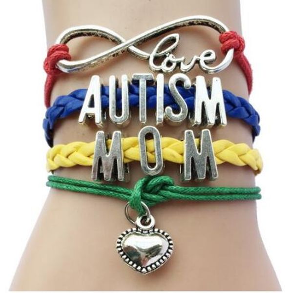 10pcs/lot infinity love autism mom or mum grandma / nana/ aunt/sister awareness heart charm leather handmade bradied puzzle piece bracelet, Golden;silver
10pcs/lot infinity love autism mom or mum grandma / nana/ aunt/sister awareness heart charm leather handmade bradied puzzle piece bracelet, Golden;silver