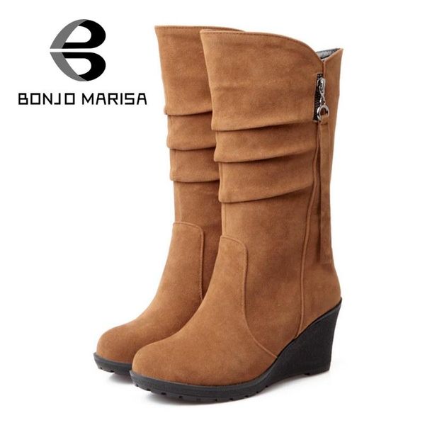 wholesale- bonjomarisa big size 34-43 quality fall winter shoes women mid calf wedge shoe woman slip on pu leather pleated riding boots, Black
wholesale- bonjomarisa big size 34-43 quality fall winter shoes women mid calf wedge shoe woman slip on pu leather pleated riding boots, Black