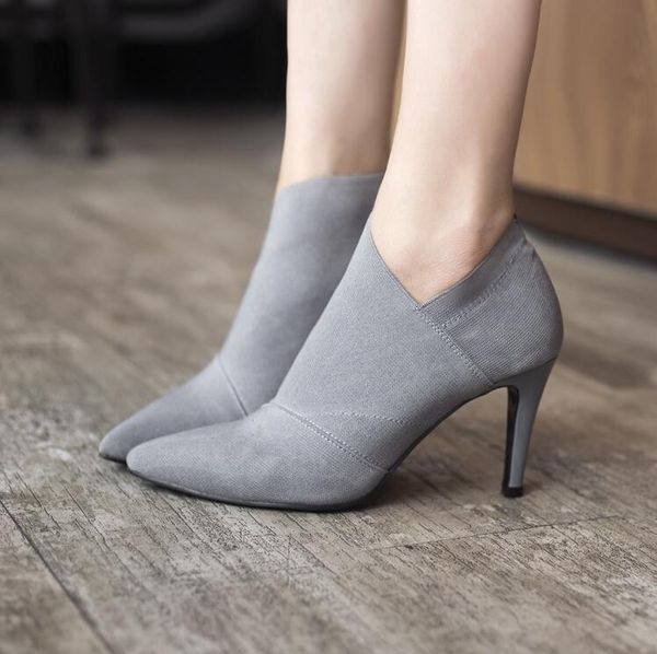 women flock shoes pointed toe high-heeled women's boots autumn and winter fitted women female single shoes, Black
women flock shoes pointed toe high-heeled women's boots autumn and winter fitted women female single shoes, Black
